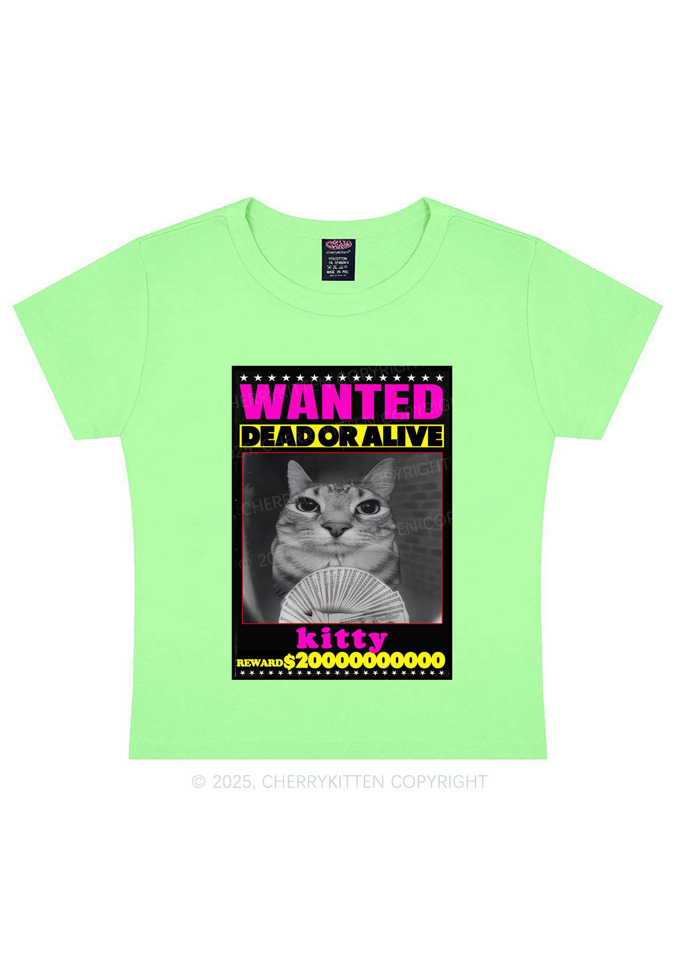 Custom Wanted Kitten Y2K Baby Tee Cherrykitten