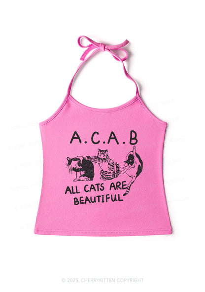 ACAB Cats Y2K Halter Neck Cami Cherrykitten
