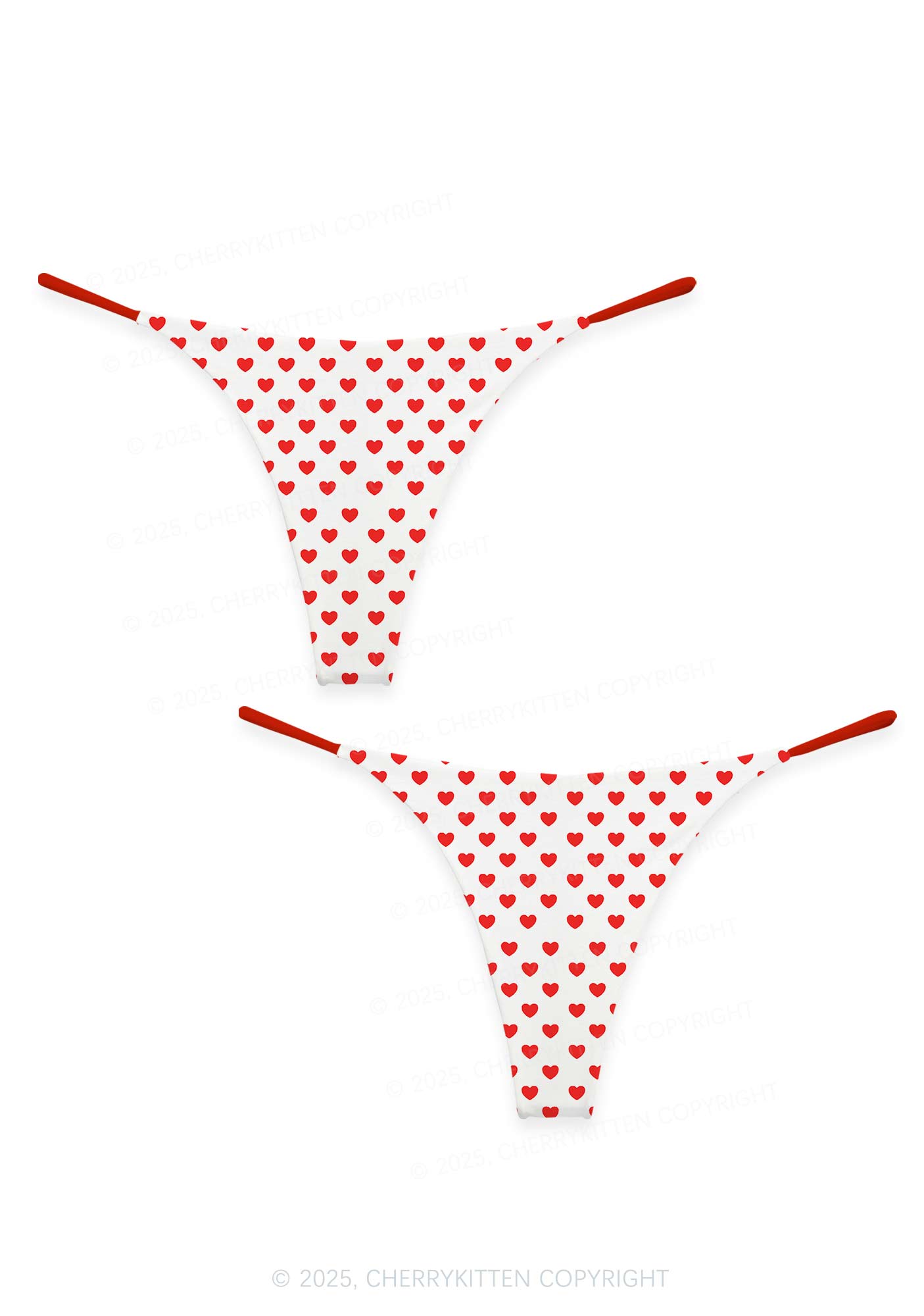 Plain Red Heart Valentine's Day Y2K Print Couples Thong Set Cherrykitten