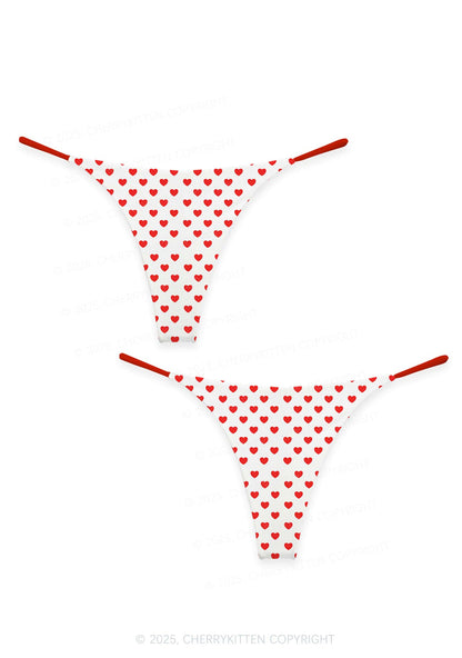 Plain Red Heart Valentine's Day Y2K Print Couples Thong Set Cherrykitten
