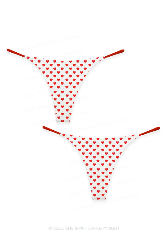 Plain Red Heart Valentine's Day Y2K Print Couples Thong Set Cherrykitten
