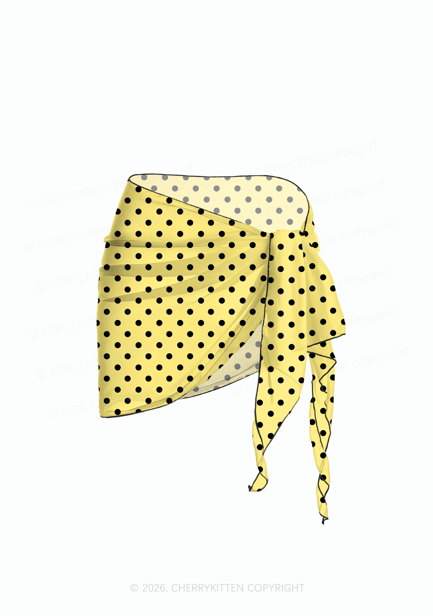 Black Dots On Yellow Y2K Print Bikini Set Cherrykitten
