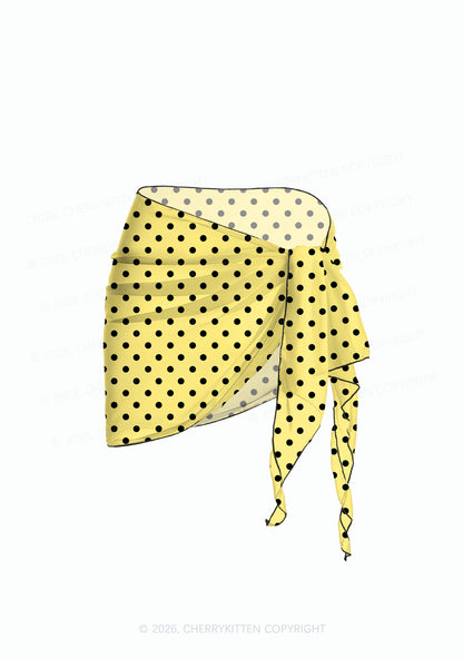 Black Dots On Yellow Y2K Print Bikini Set Cherrykitten