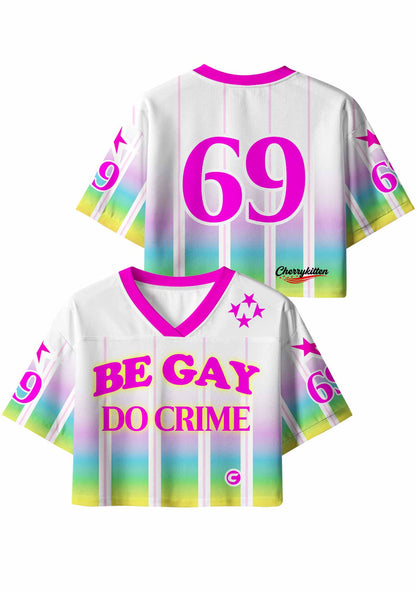 Be Gay Do Crime Rainbow Pride Y2K Crop Sport Jersey Shirts Cherrykitten