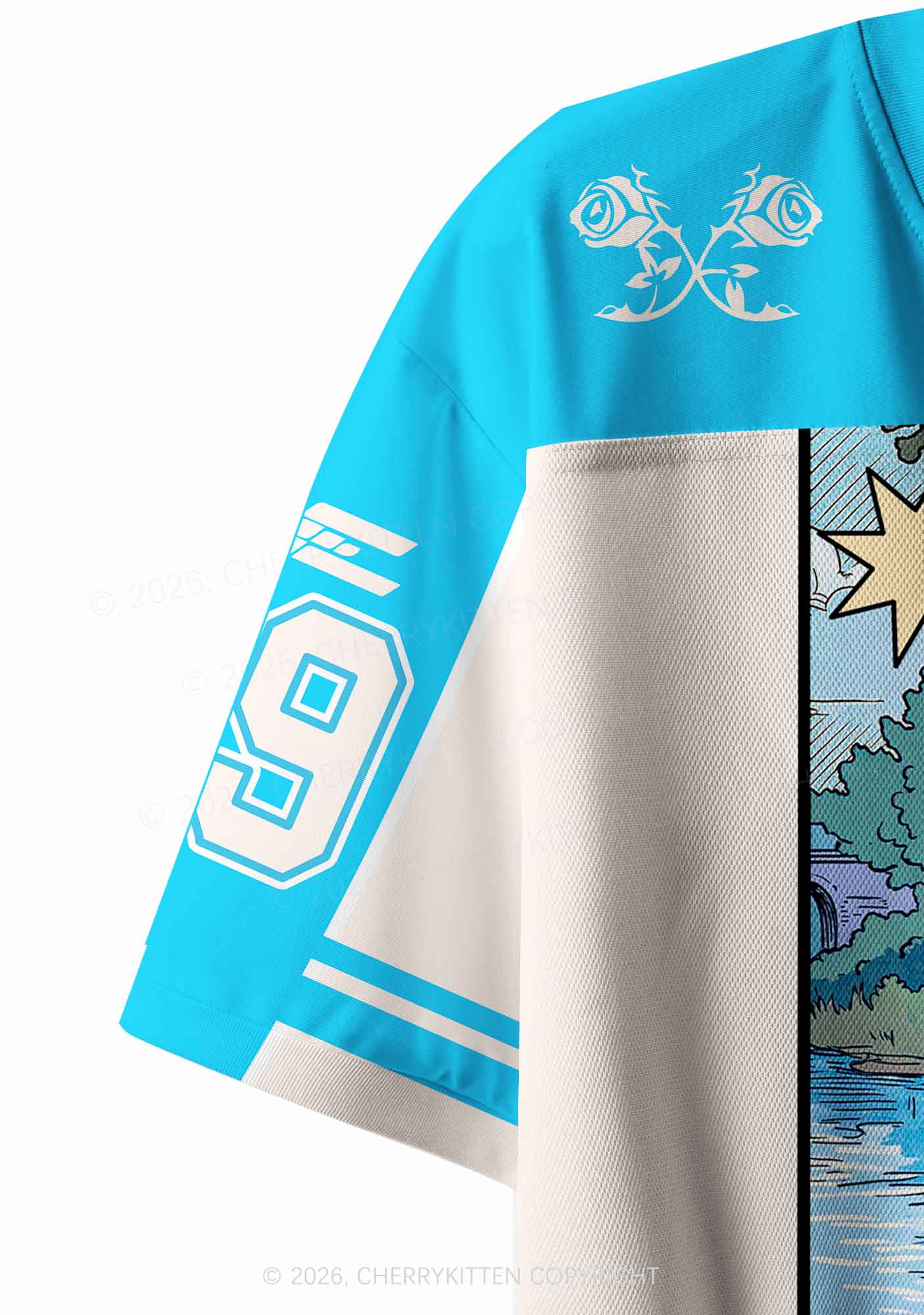 Blue Best Friends Pride Y2K Crop Sport Jersey Shirts Cherrykitten