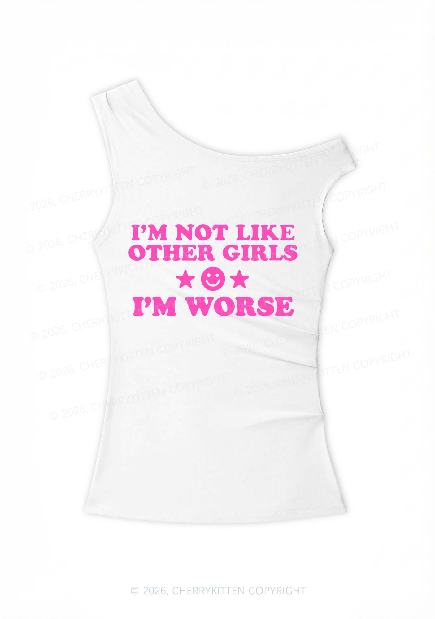 Im Worse Y2K Off Shoulder Tank Top Cherrykitten