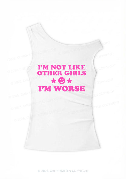 Im Worse Y2K Off Shoulder Tank Top Cherrykitten
