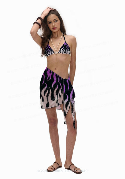 Asexual Flame Pride Y2K Print Bikini Set Cherrykitten