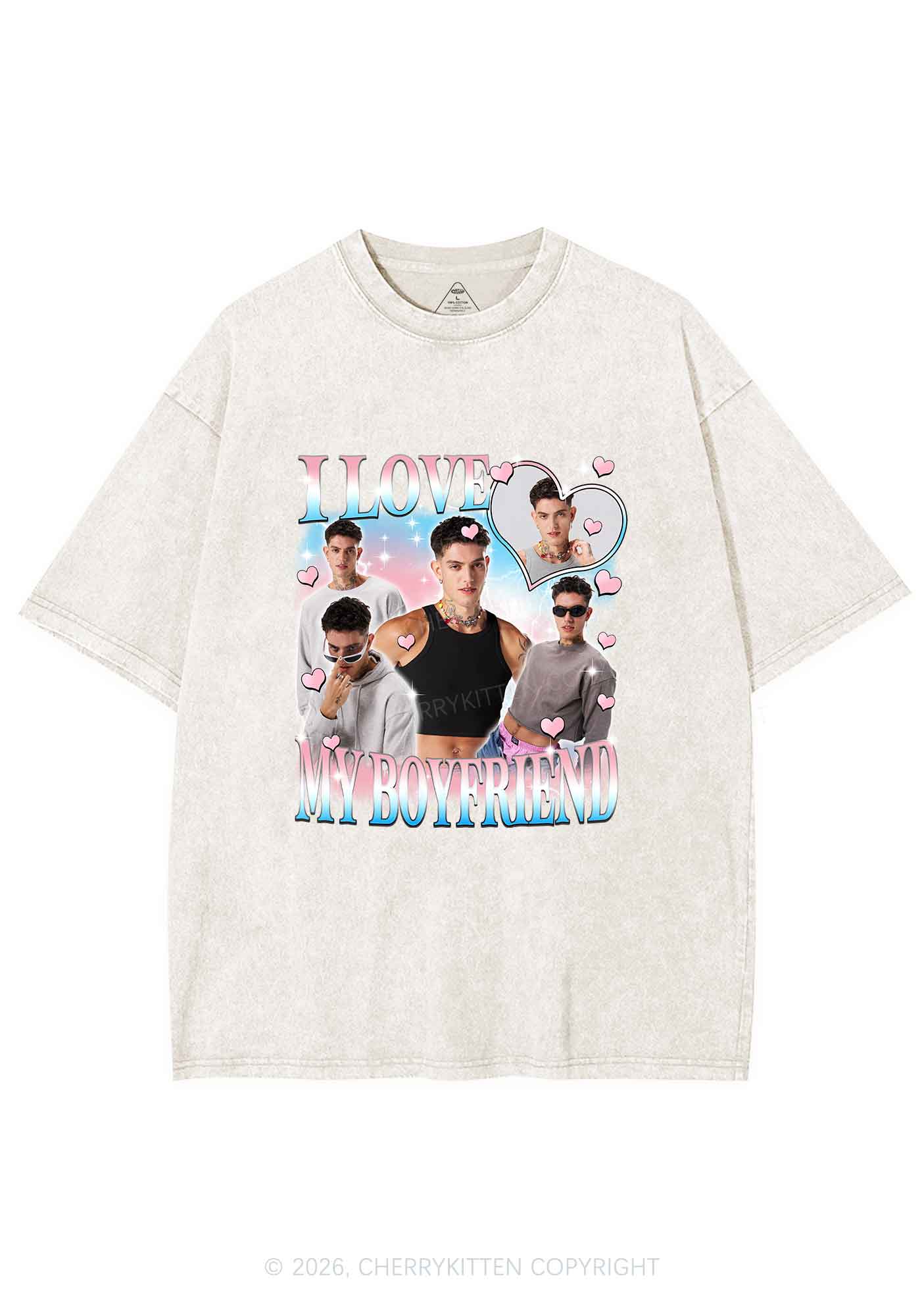 Custom I Love My Trans GF Pride Y2K Shirts Washed Tee Cherrykitten
