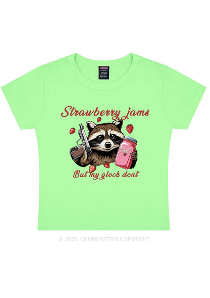 Strawberry Jams Raccoon Y2K Baby Tee Cherrykitten