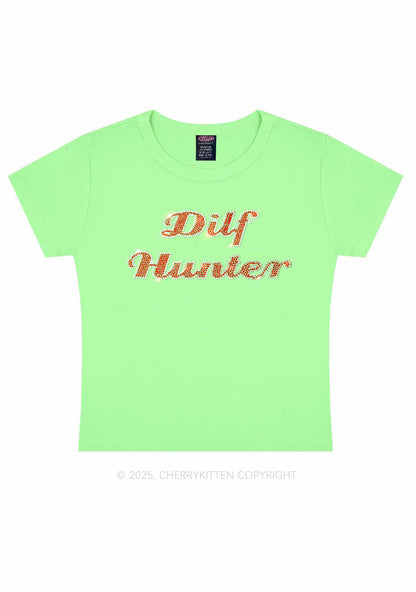 Rhinestone Green Hunter Y2K Baby Tee Cherrykitten