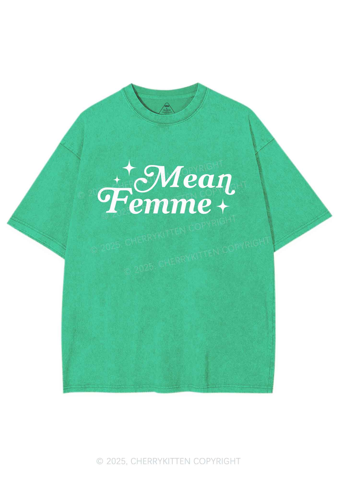Mean Femme Pride Y2K Shirts Washed Tee Cherrykitten