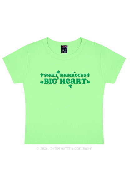 Small Shamrocks Big Heart St Patricks Y2K Baby Tee Cherrykitten
