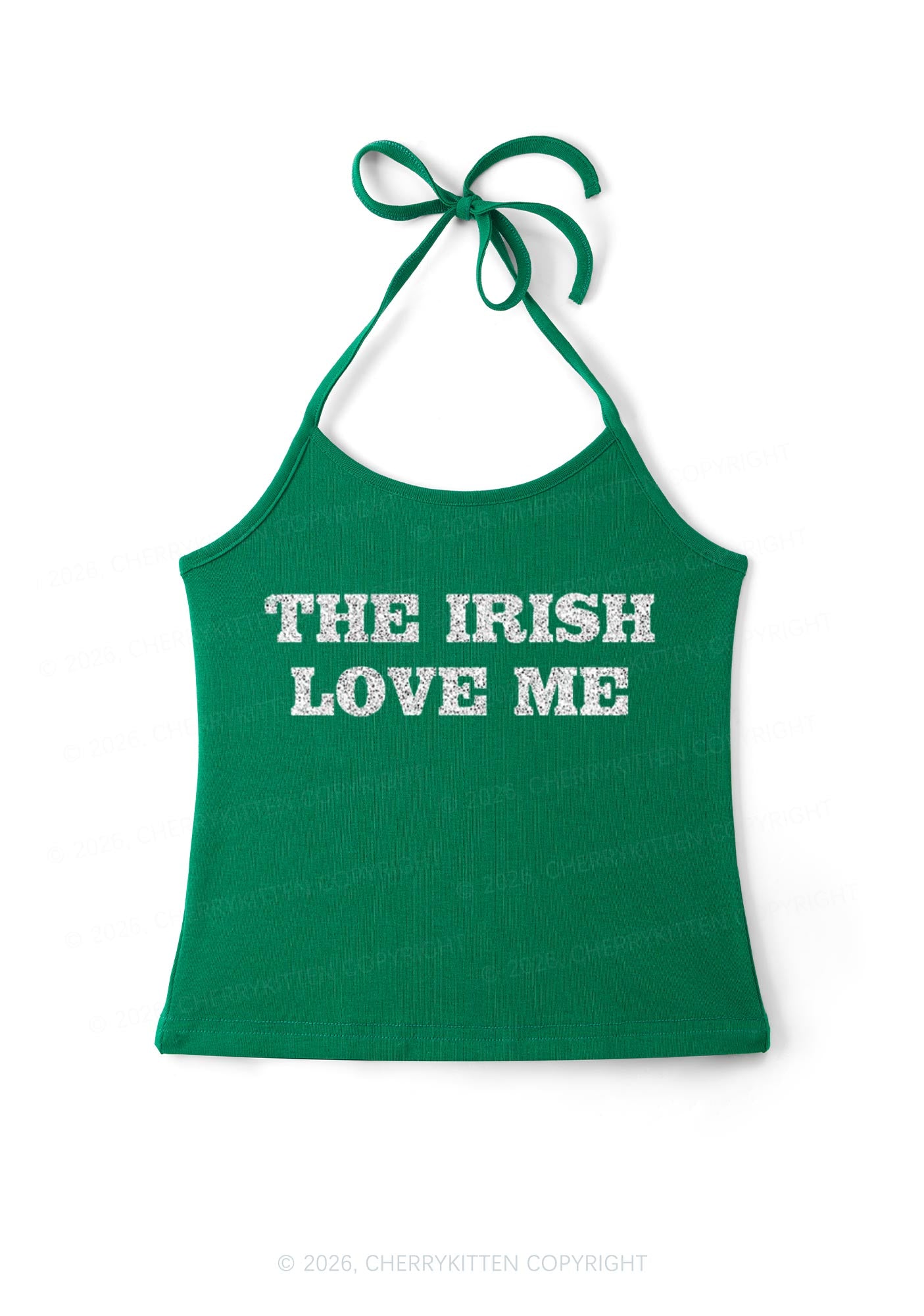 Glitter The Irish Love Me St Patricks Y2K Halter Neck Cami Cherrykitten