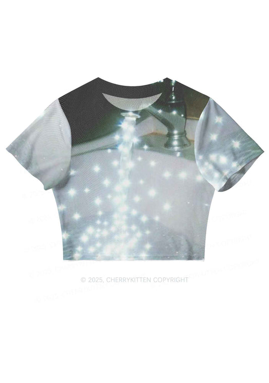 Starry Stream Y2K Mesh Crop Top Cherrykitten