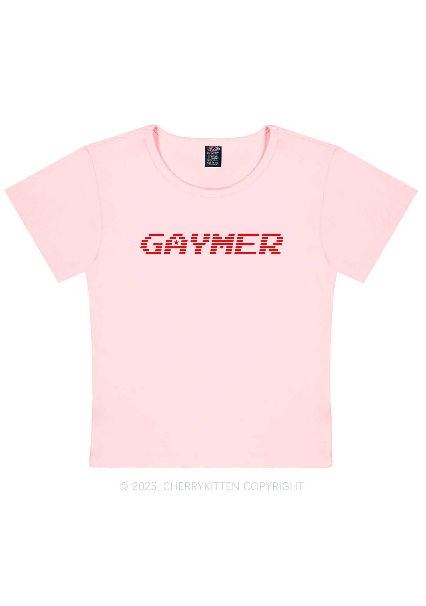 Gaymer Pride Y2K Baby Tee Cherrykitten