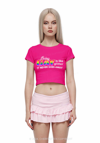 Being Gay Y2K Baby Tee Cherrykitten