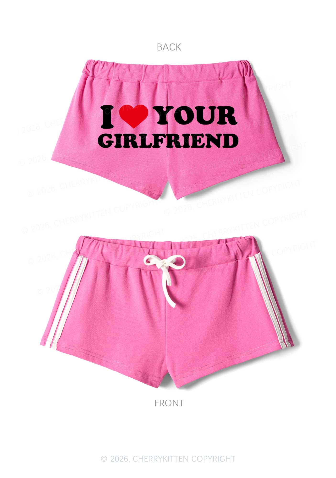 I Love Your GF Valentine's Day Y2K Drawstring Mini Shorts Cherrykitten