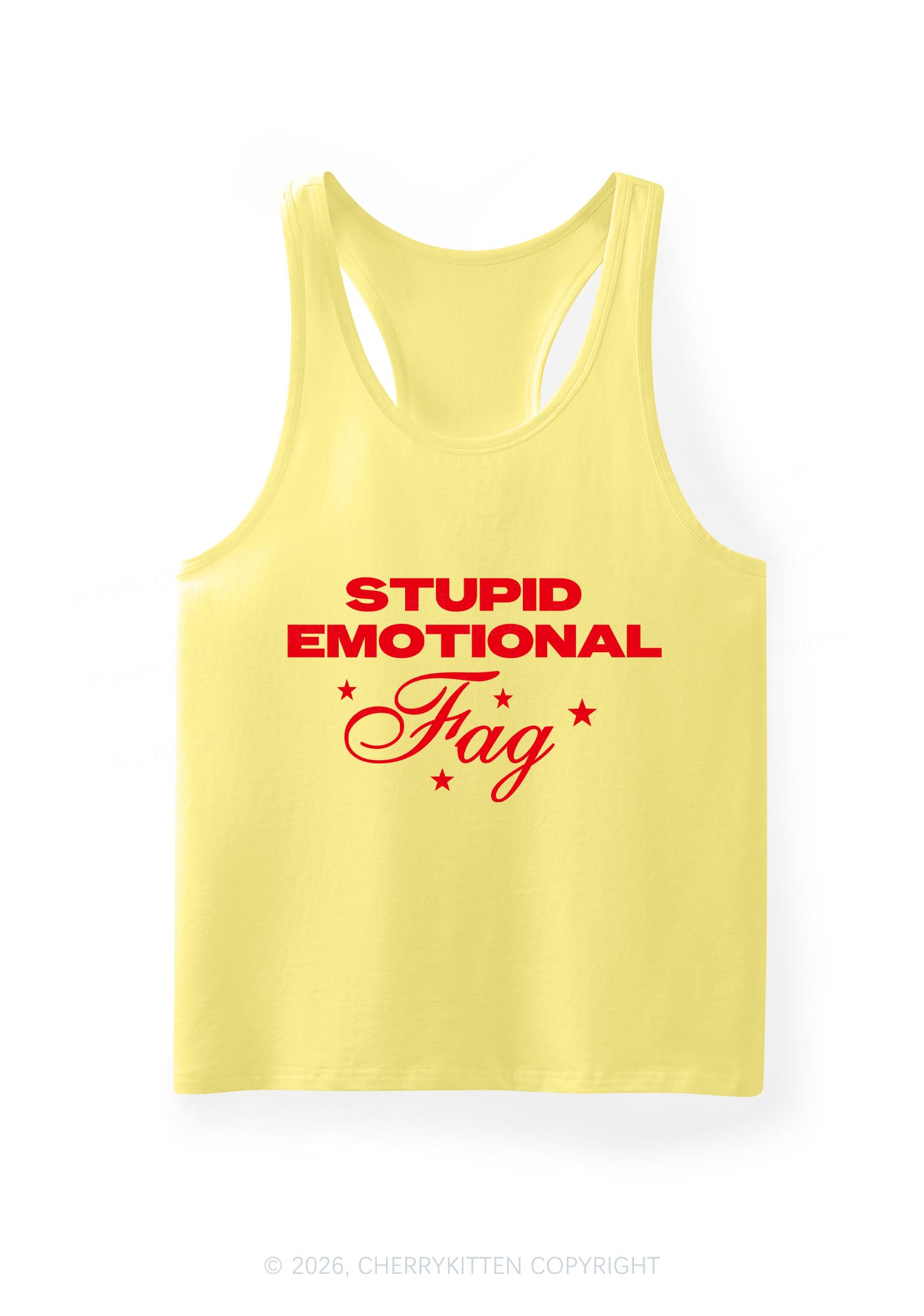 Stupid Emotional Fag Pride Y2K Men Racerback Tank Top Cherrykitten