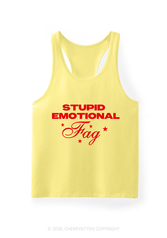 Stupid Emotional Fag Pride Y2K Men Racerback Tank Top Cherrykitten