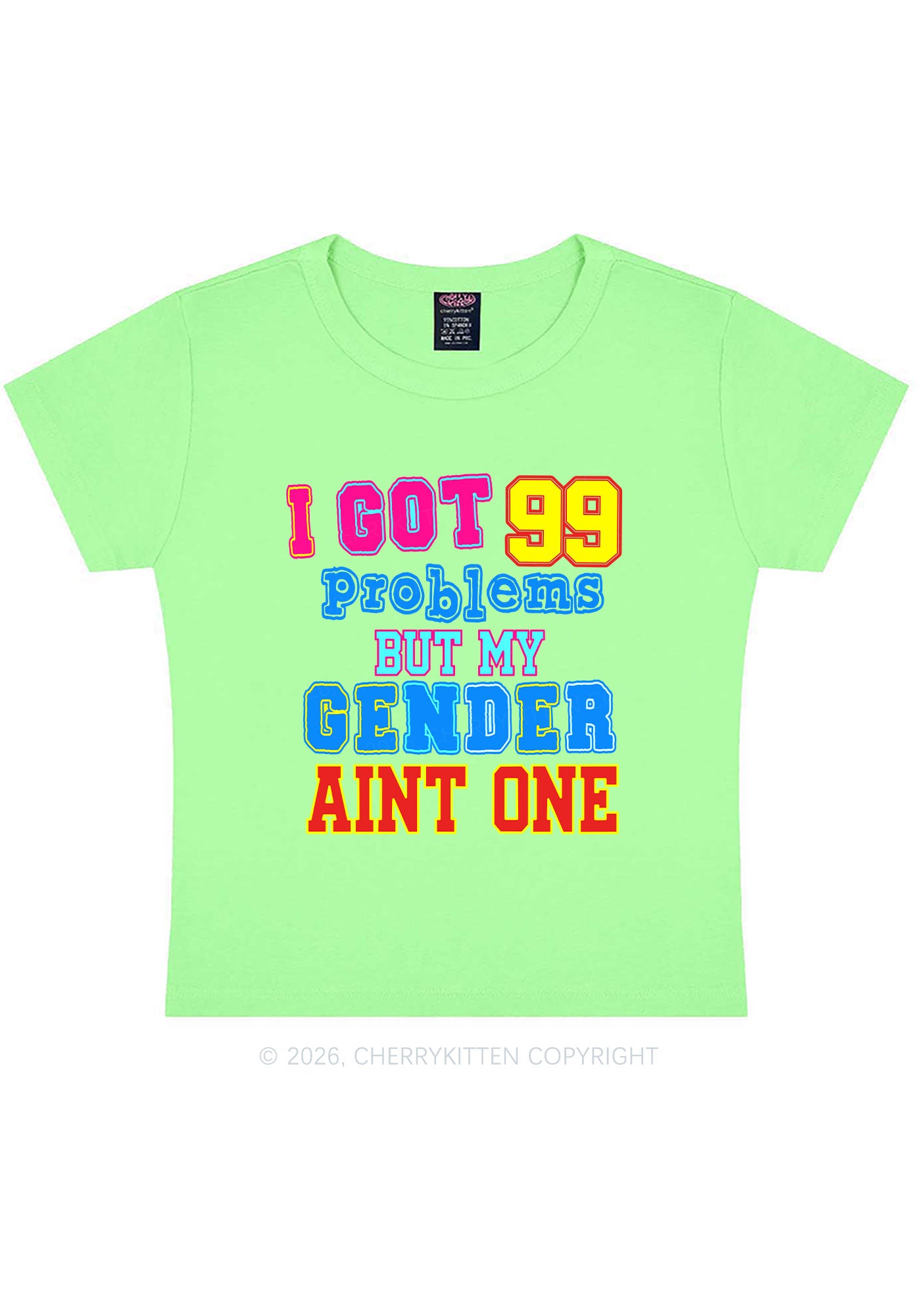 Gender Aint One Pride Y2K Baby Tee Cherrykitten
