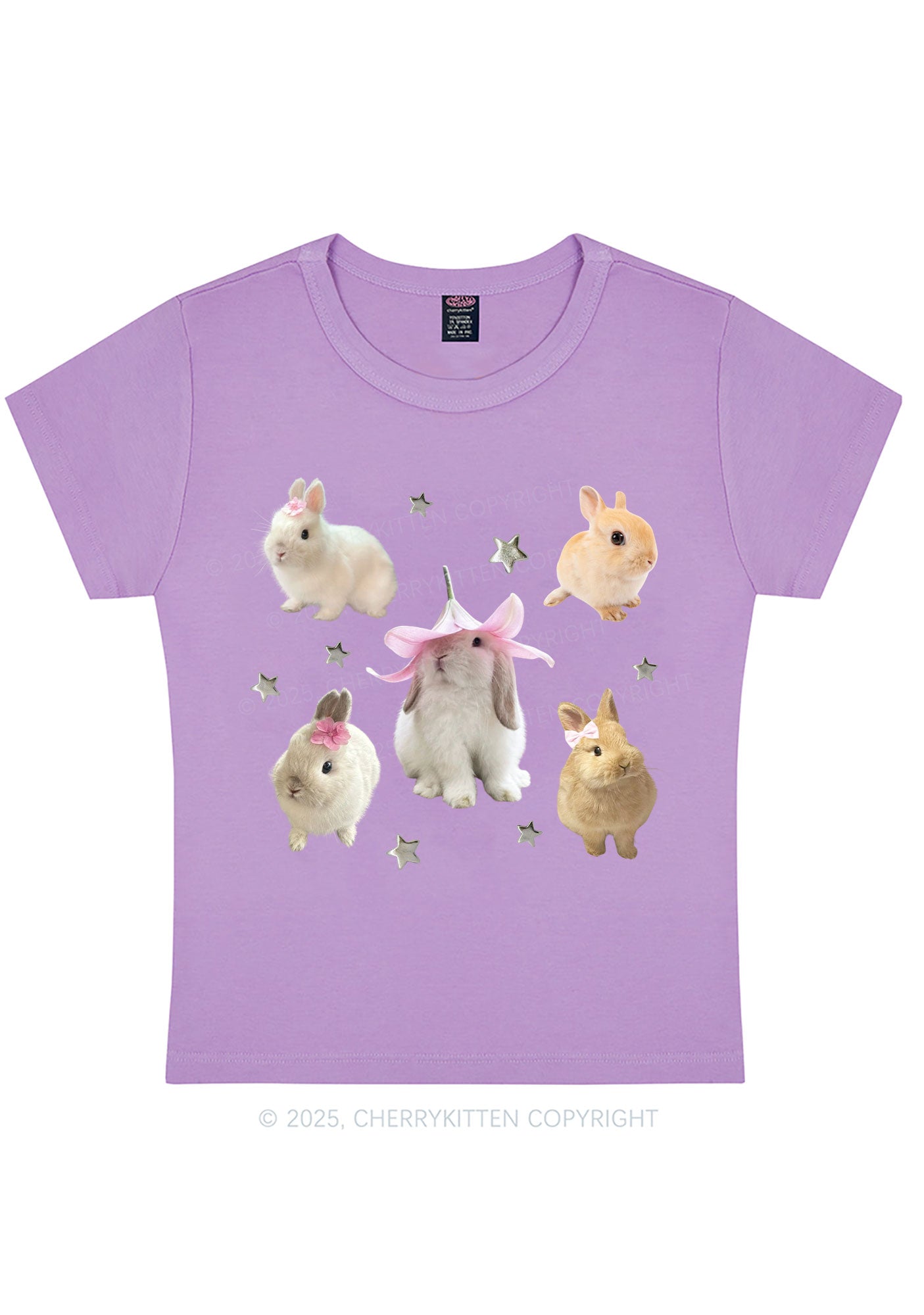 Lovely Rabbits Y2K Baby Tee Cherrykitten