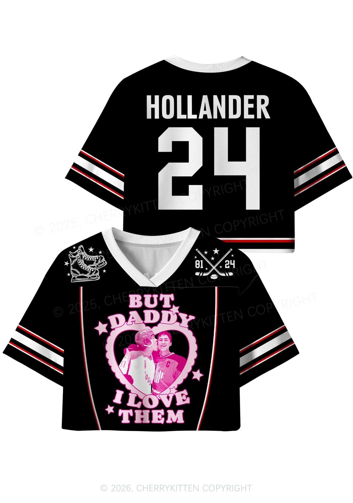 Black But Daddy I Love Them HR Y2K Crop Sport Jersey Shirts Cherrykitten