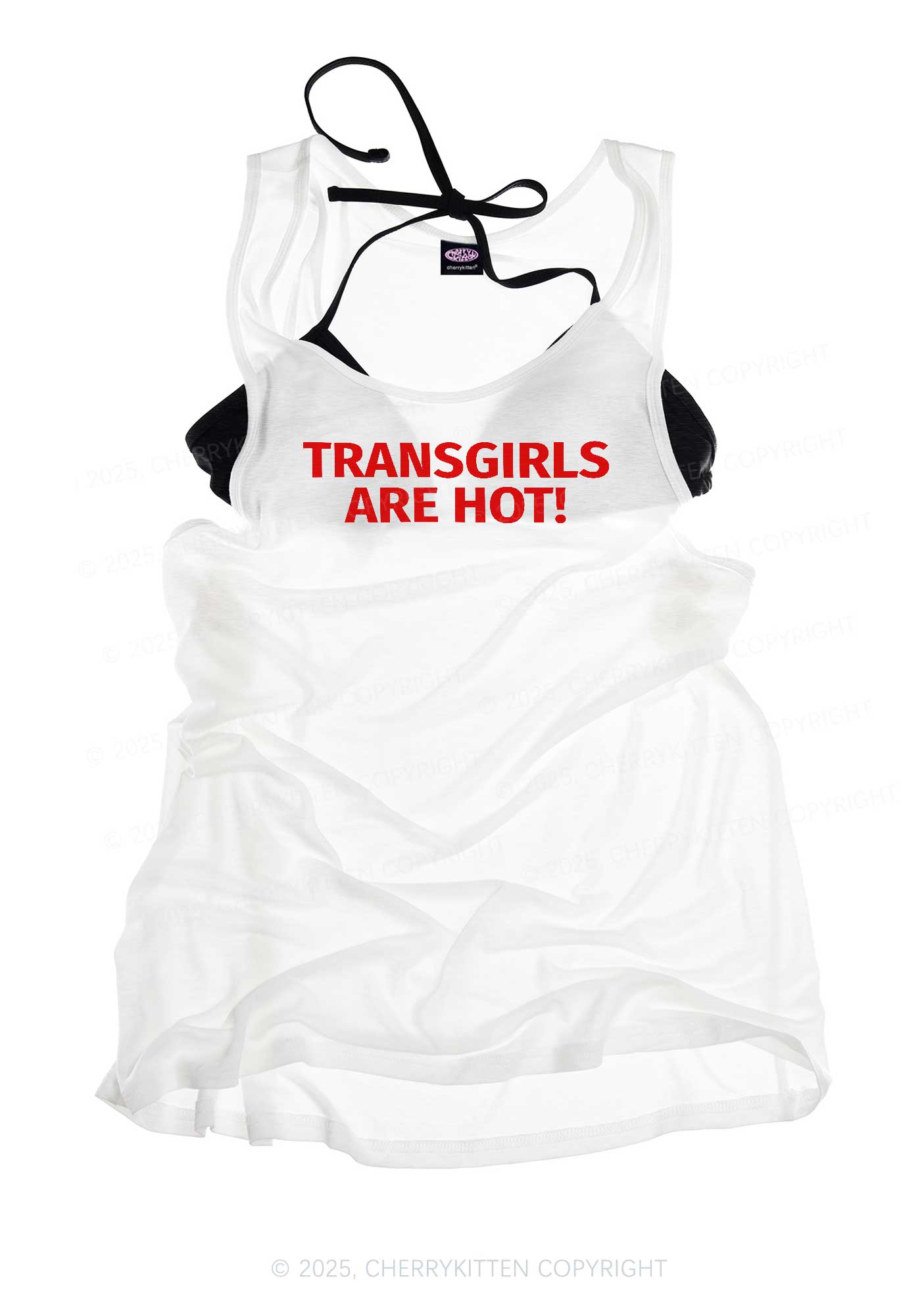 Transgirls Are Hot Pride Y2K Sheer Boyfriend Tank Cherrykitten