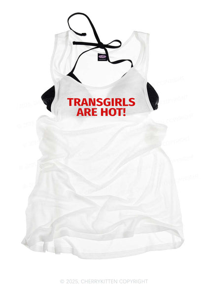Transgirls Are Hot Pride Y2K Sheer Boyfriend Tank Cherrykitten
