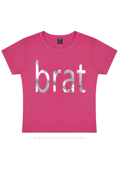 Brat Silver Foil Printed Y2K Baby Tee Cherrykitten