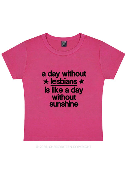 Lesbians Is Like Sunshine Pride Y2K Baby Tee Cherrykitten