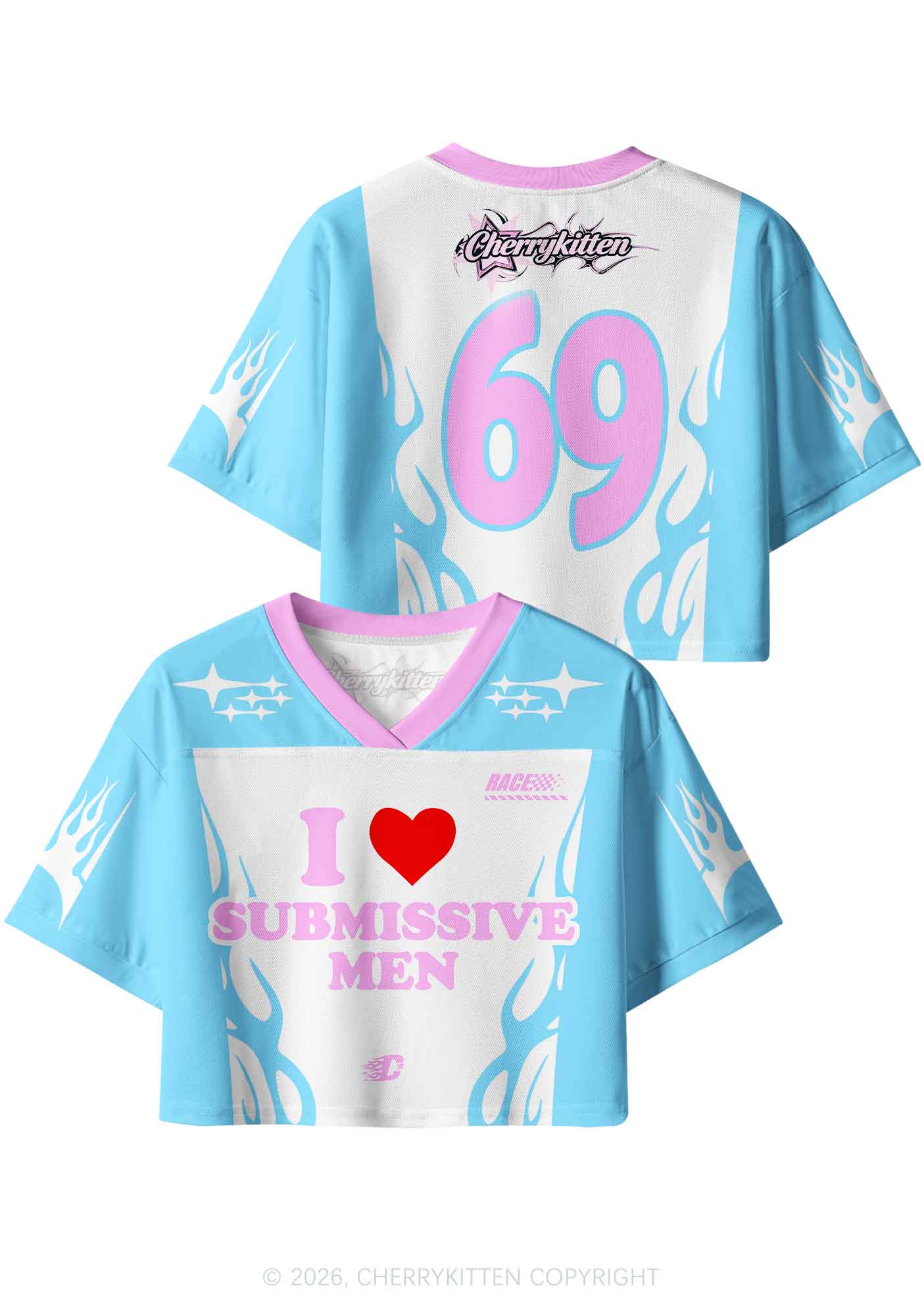 I Love S Men Y2K Crop Sport Jersey Shirts Cherrykitten