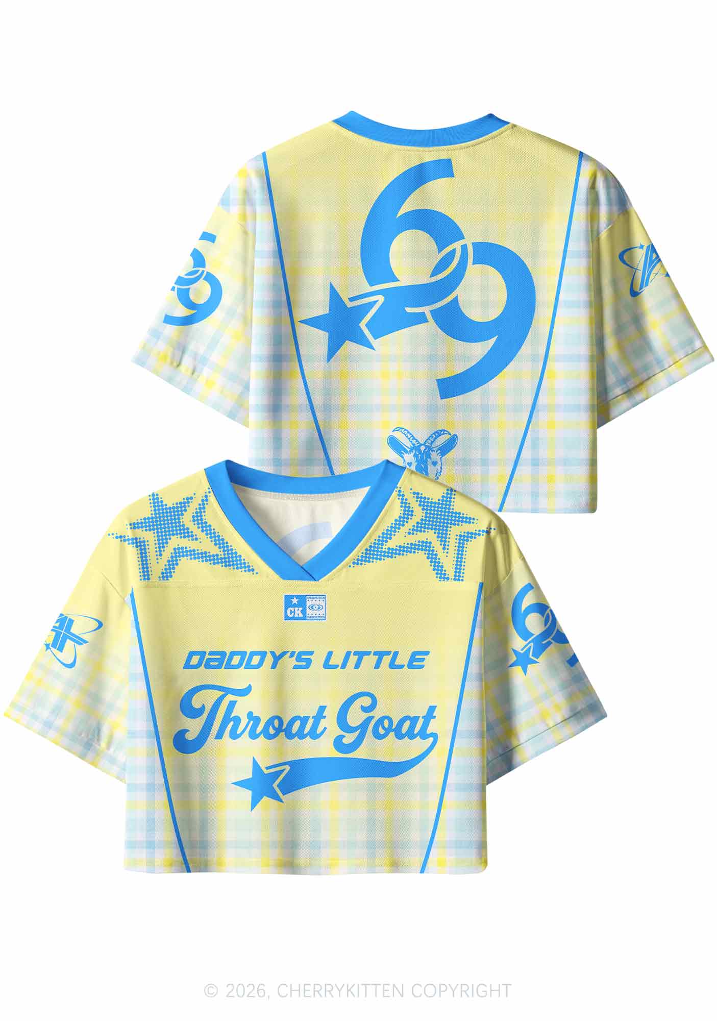 Daddys Little Throat Goat Y2K Crop Sport Jersey Shirts Cherrykitten