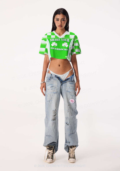 Custom Shake Your Shamrocks St Patricks Y2K Crop Sport Jersey Shirts Cherrykitten