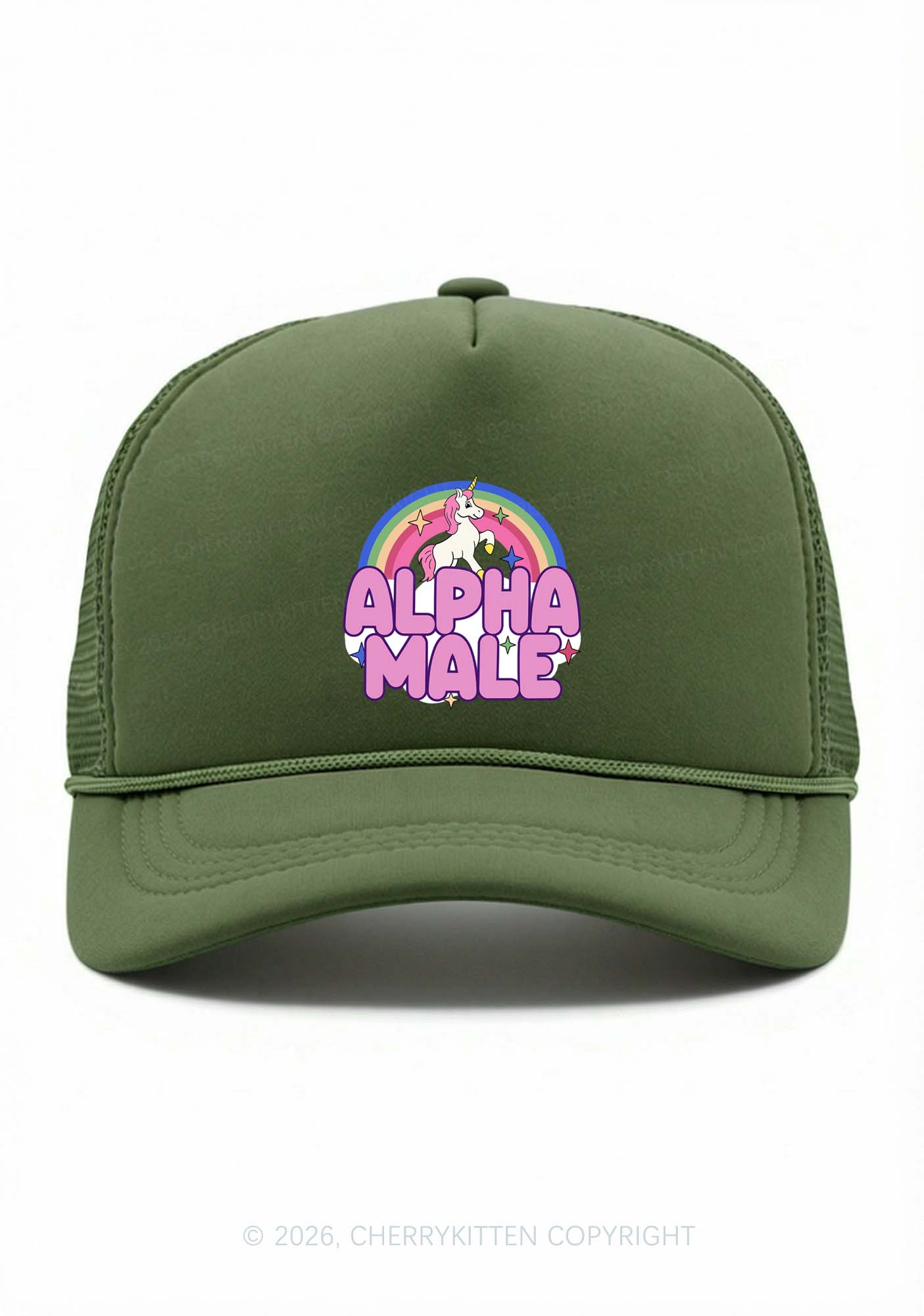 Rainbow Unicorn Alpha Male Pride Y2K Trucker Hat Cherrykitten