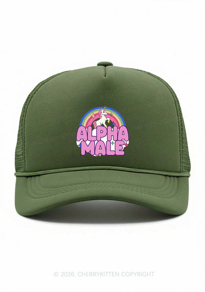 Rainbow Unicorn Alpha Male Pride Y2K Trucker Hat Cherrykitten