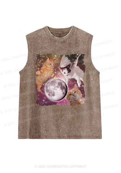 Cats On The Moon Y2K Washed Tank Cherrykitten