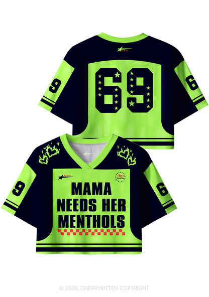 Mama Needs Her Menthols Y2K Crop Sport Jersey Shirts Cherrykitten