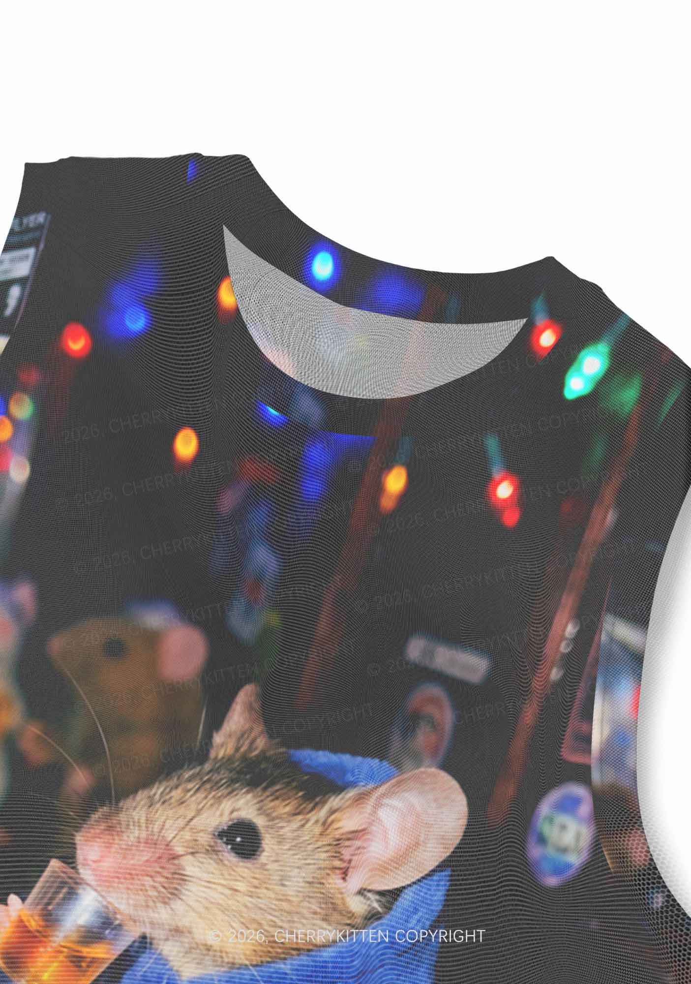Blue Hoodie Rat Drinking Pride Y2K Mesh Muscle Tank Cherrykitten