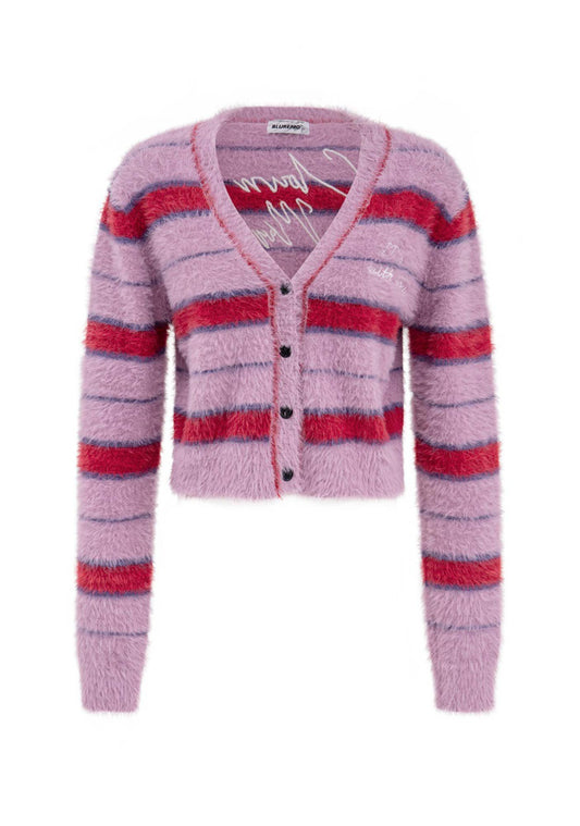 V Neck Color Block Embroidered Cardigan Sweater Top Cherrykitten