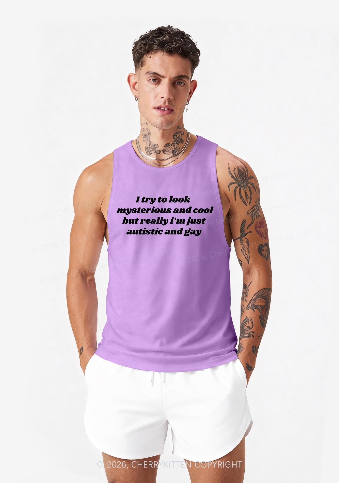 Im Just Autistic And Gay Pride Y2K Men Racerback Tank Top Cherrykitten