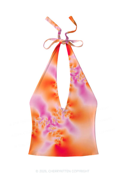 Lesbian Thermal Pride Y2K Print Halter Deep V Neck Cami Cherrykitten