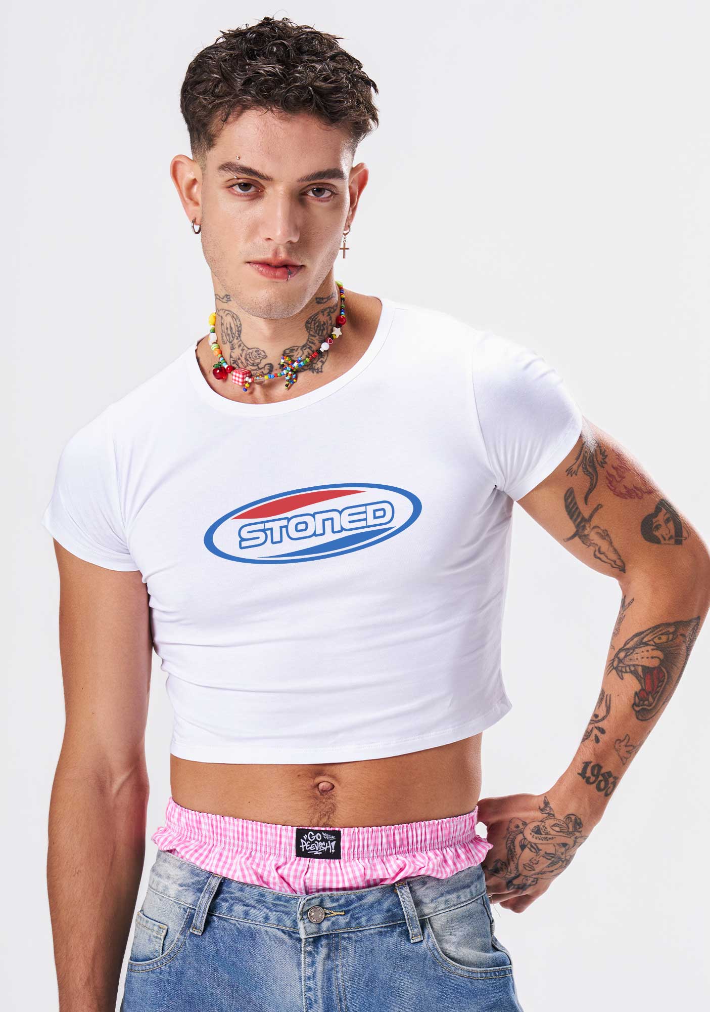 Stoned Slogan Y2K Baby Tee Cherrykitten