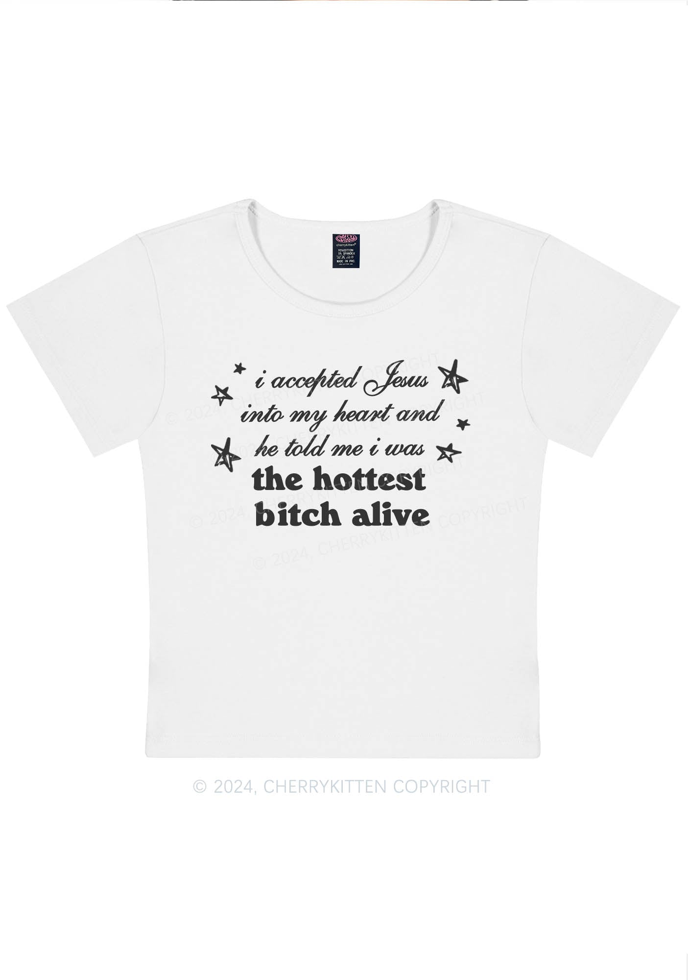 Curvy The Hottest Bxxch Y2K Baby Tee Cherrykitten