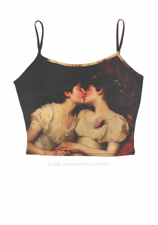 Vintage Women Kissing Pride Y2K Mesh Cami Tank Cherrykitten
