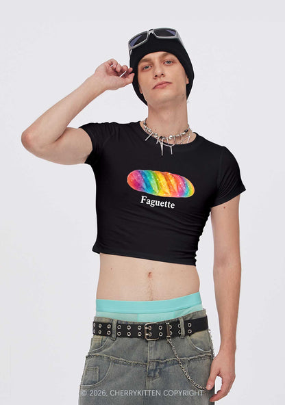 Rainbow Faguette Pride Y2K Baby Tee Cherrykitten