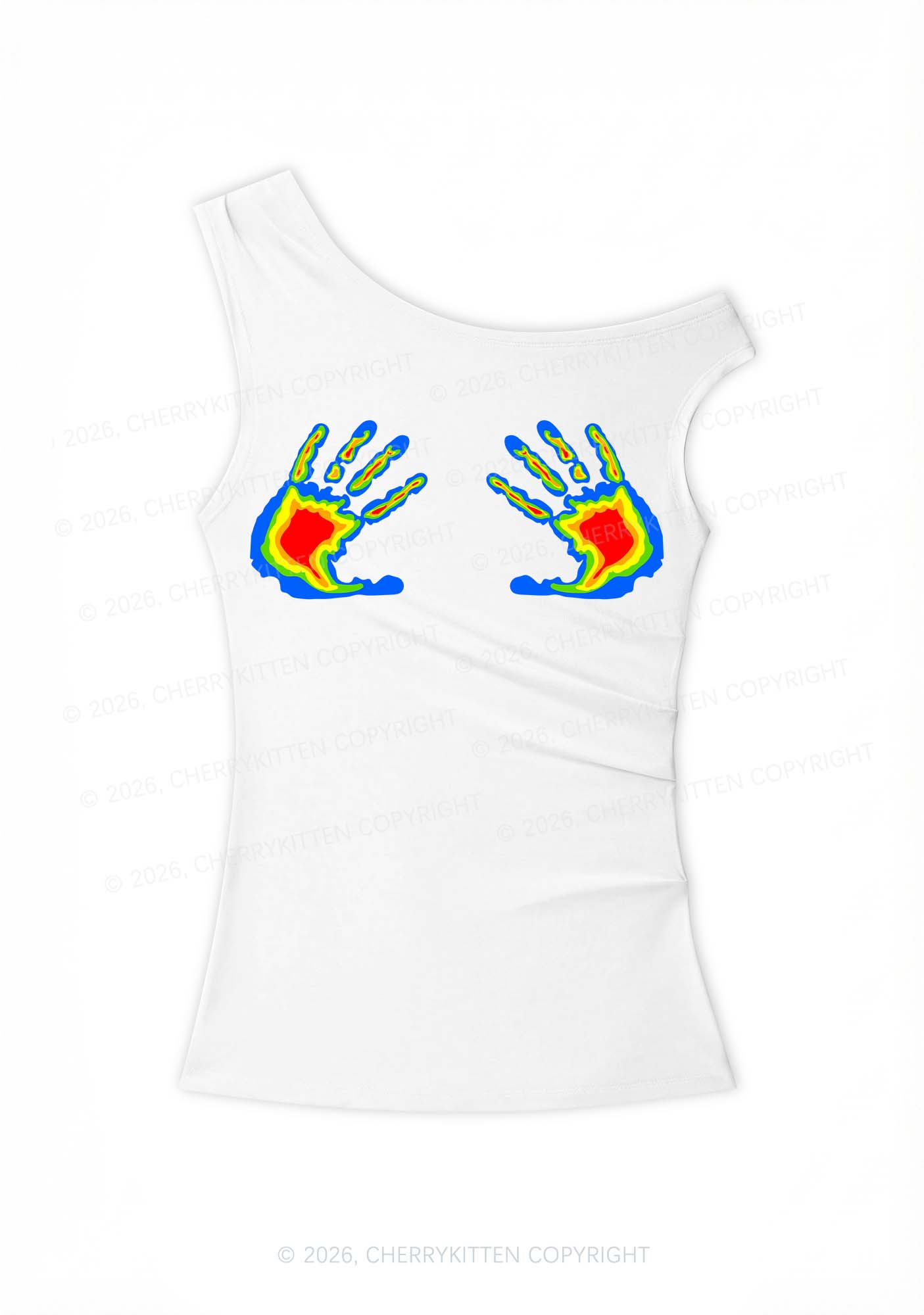 Thermal Hands Y2K Off Shoulder Tank Top Cherrykitten