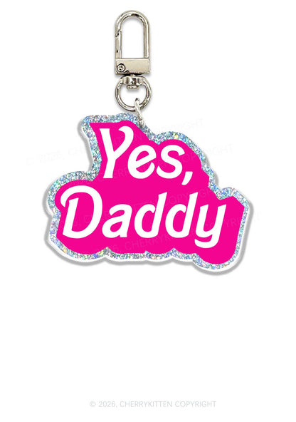 Yes Daddy Valentine's Day 1pc Y2K Glitter Keychain Cherrykitten