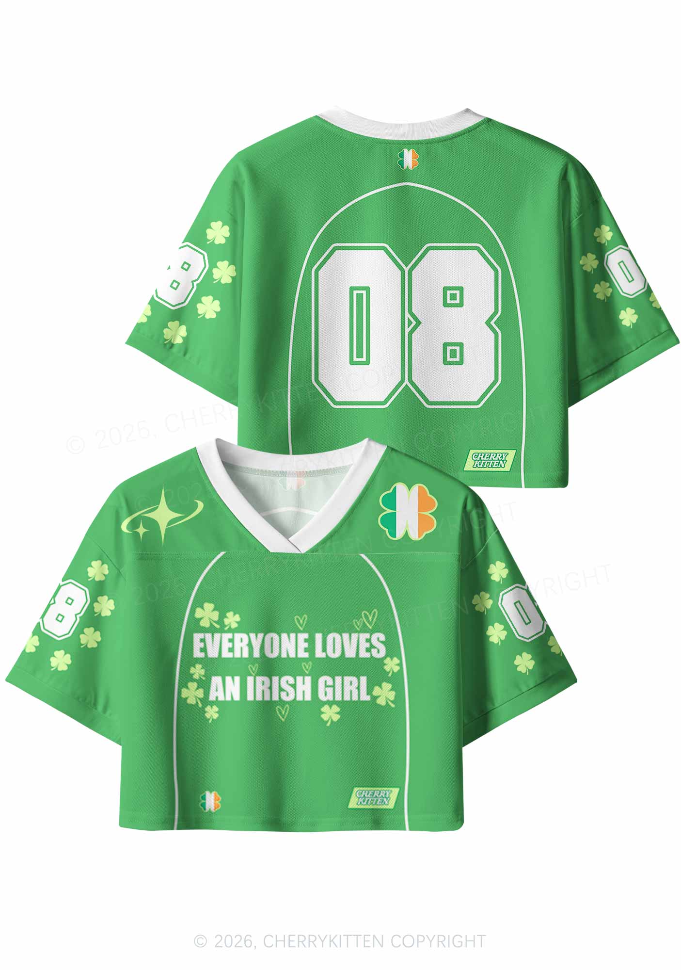 Custom Everyone Loves Irish Girl St Patricks Y2K Crop Sport Jersey Shirts Cherrykitten
