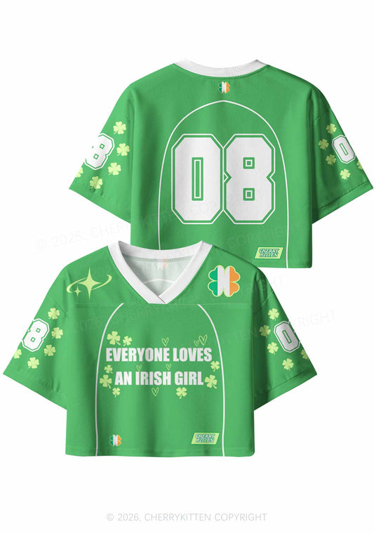 Custom Everyone Loves Irish Girl St Patricks Y2K Crop Sport Jersey Shirts Cherrykitten